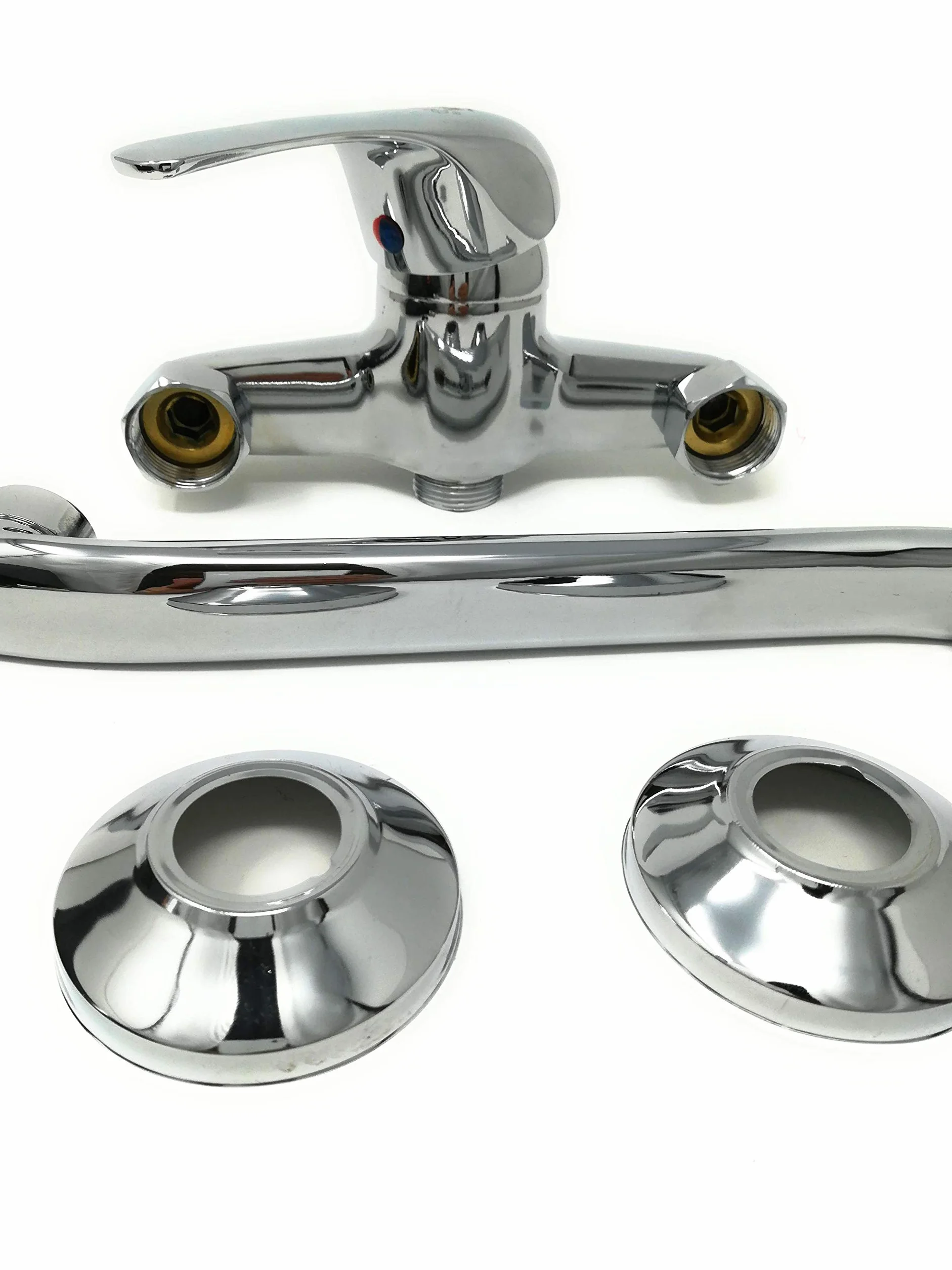 Rubinetto a Muro per Lavello Cucina Miscelatore Vasca Canna Alta Ottone Cromato
