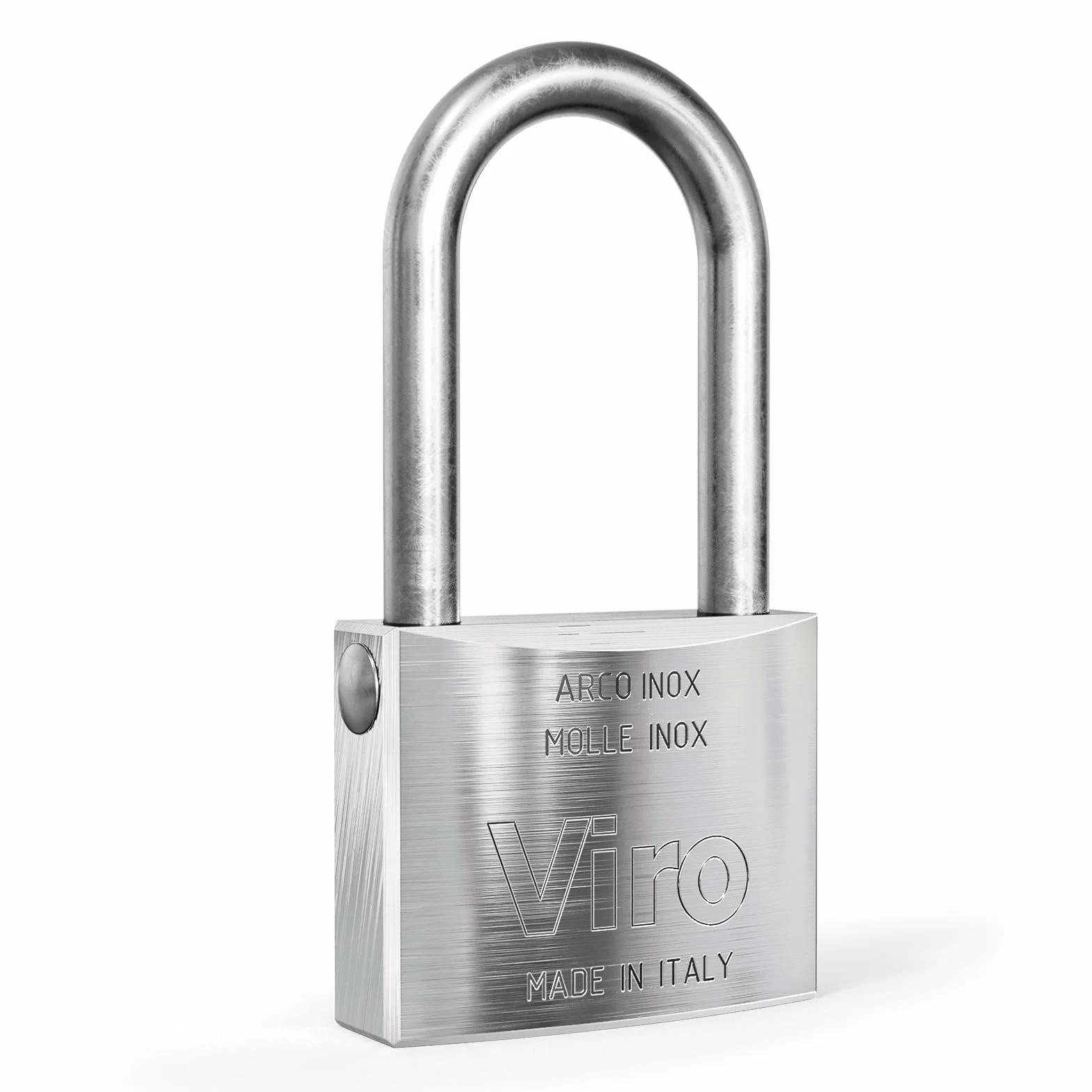 Viro | Mare, Lucchetto, Resistente alla Corrosione, Base in Ottone 50 mm, Arco Lungo in Acciaio Inox, Chiusura a Scatto
