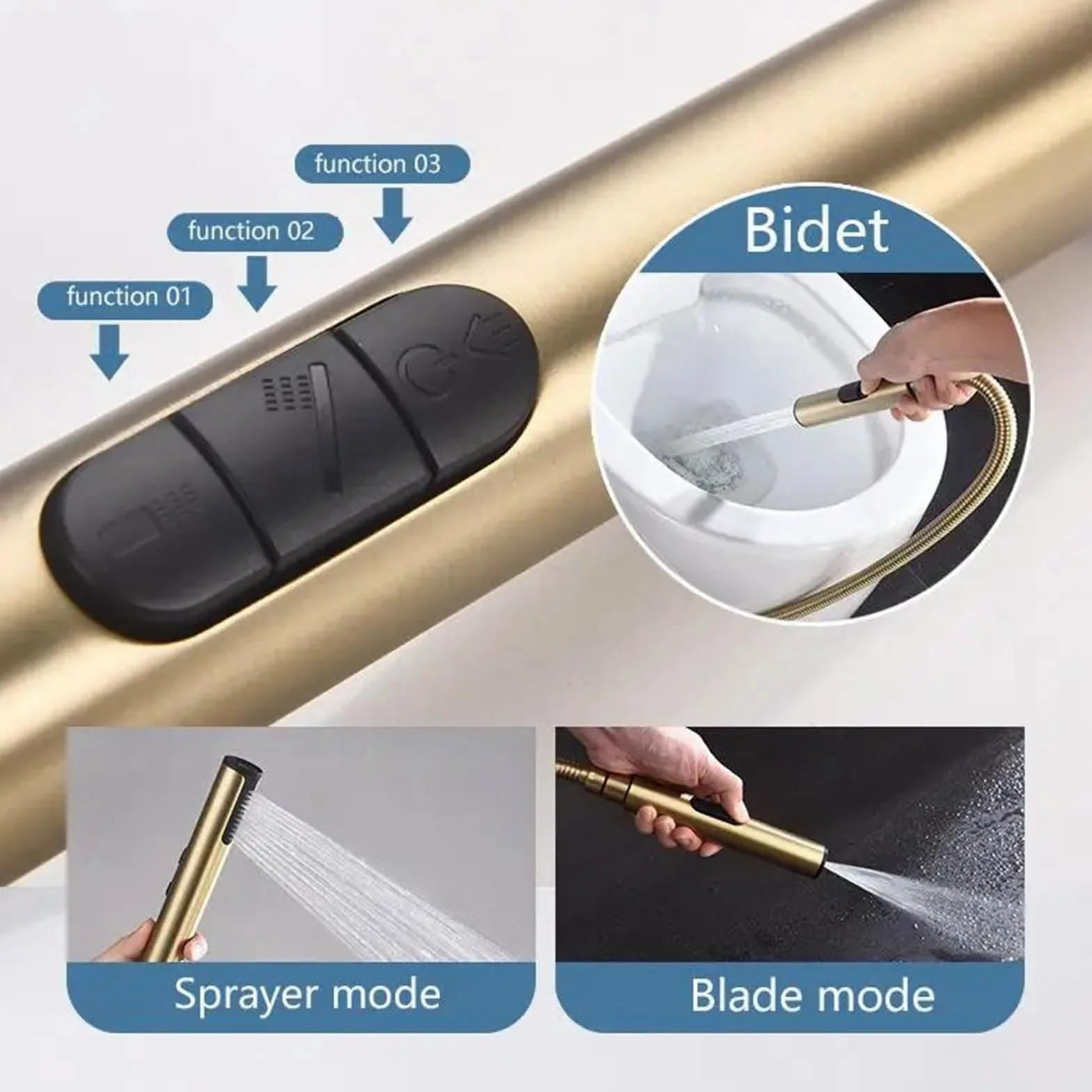 Bidet Portatile Supporto a parete for rubinetto bidet in ottone oro rosa spazzolato