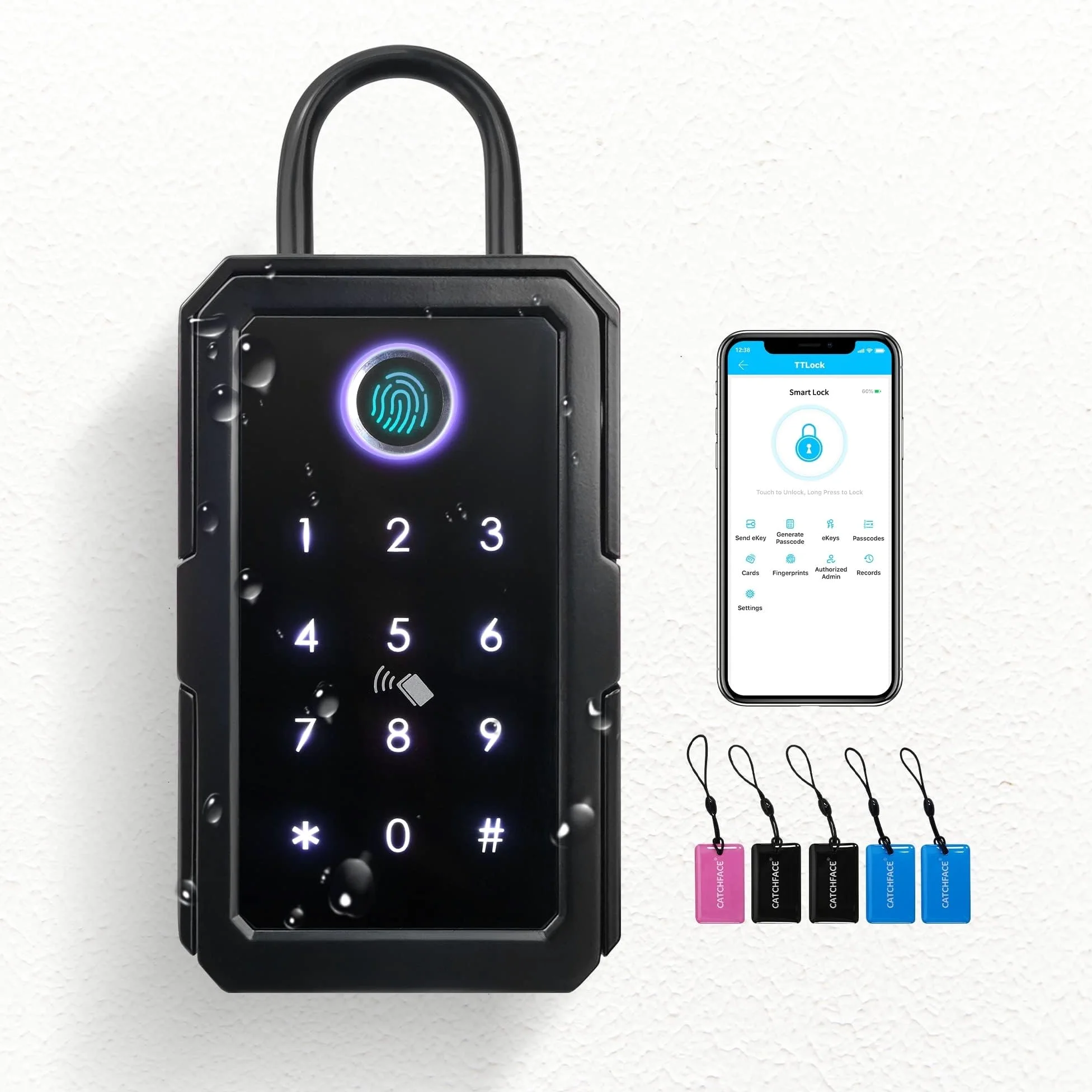 Cassaforte, Cassaforte impermeabile for esterni con serratura intelligente for password, antifurto, Tuya o TTLock APP, portachiavi(TUYA Version)