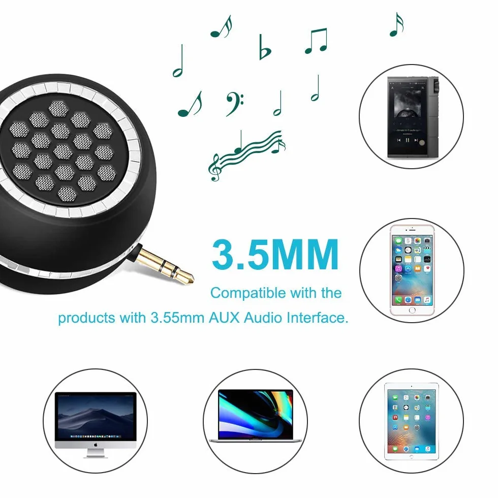 Mini Altoparlante Portatile, Mini Altoparlante con Jack da 3,5 mm, Casse Portatili Line-In per Smartphone/Tablet/Lettore MP3/Computer