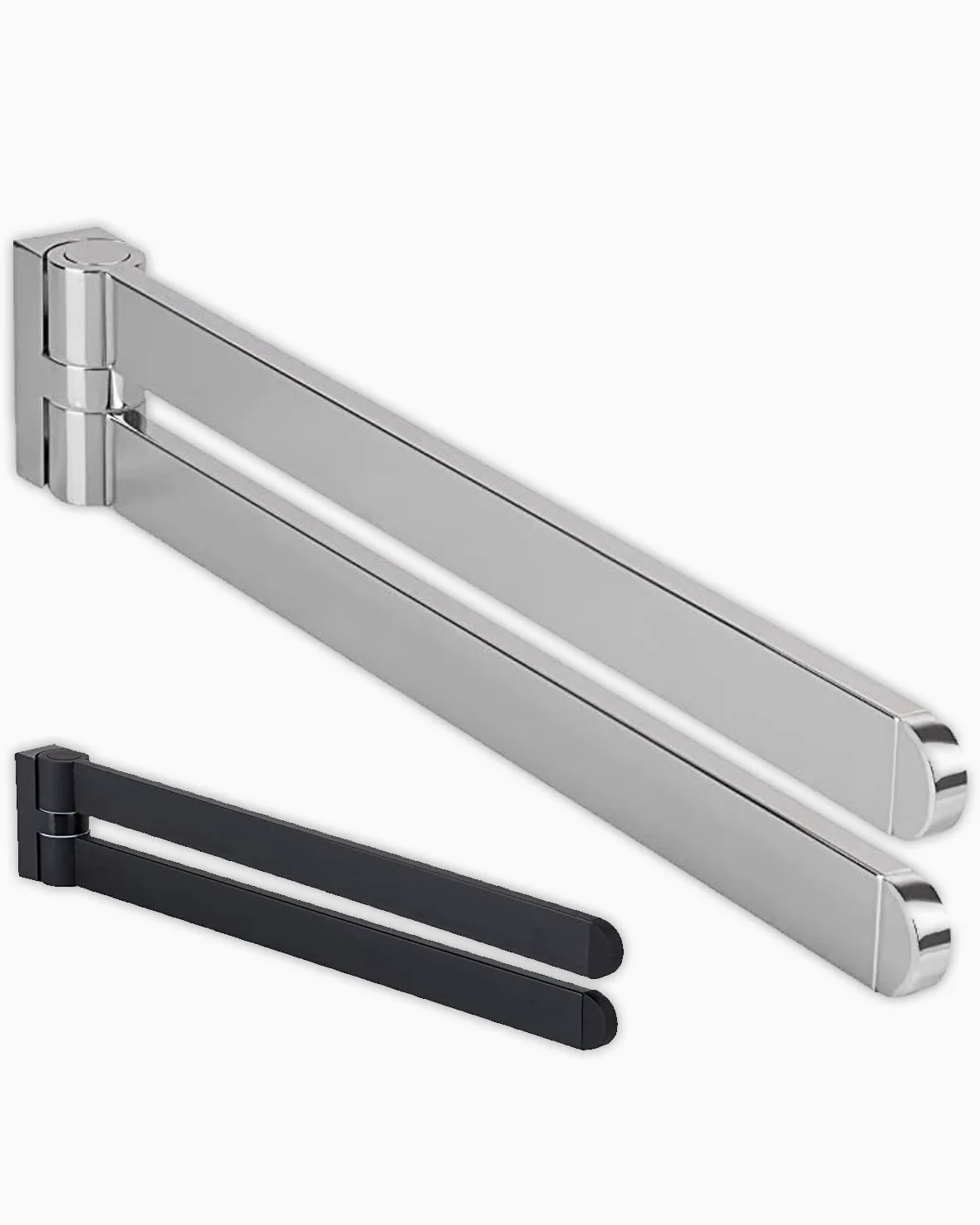 Gedotec - Portasciugamani doppio da bagno orientabile, modello OCEAN, a 2 bracci, di metallo cromato lucido gancio per asciugamani da parete, lunghezza 400 mm