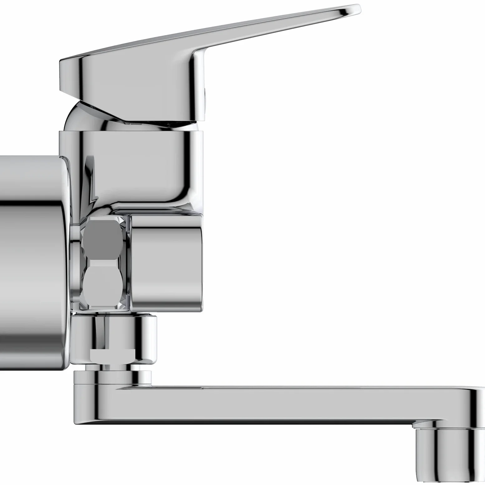 Ideal Standard Ceraplan Miscelatore lavabo a parete, sporgenza 148 mm, rubinetto bagno a risparmio idrico 12 l/min (3 bar), senza piletta di scarico - Cromo (166 x 155 mm)