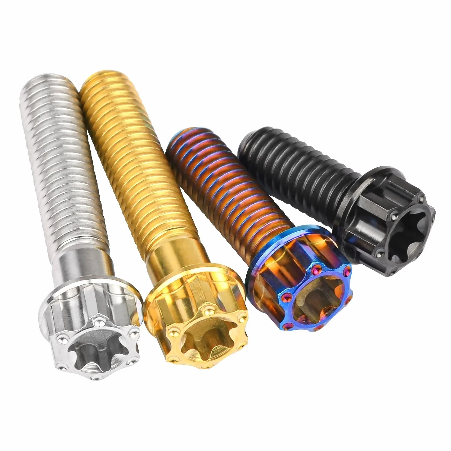 Wkręty hamulcowe moto M6x15-30mm Torx T30 flangiowe tytanowe 4 szt.
