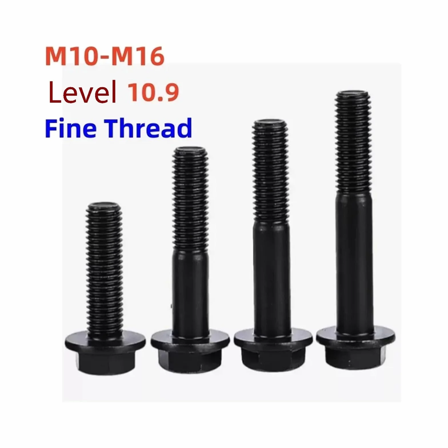 Viti a testa esagonale con flangia in acciaio al carbonio nero 10.9 M10 M12 M14 M16