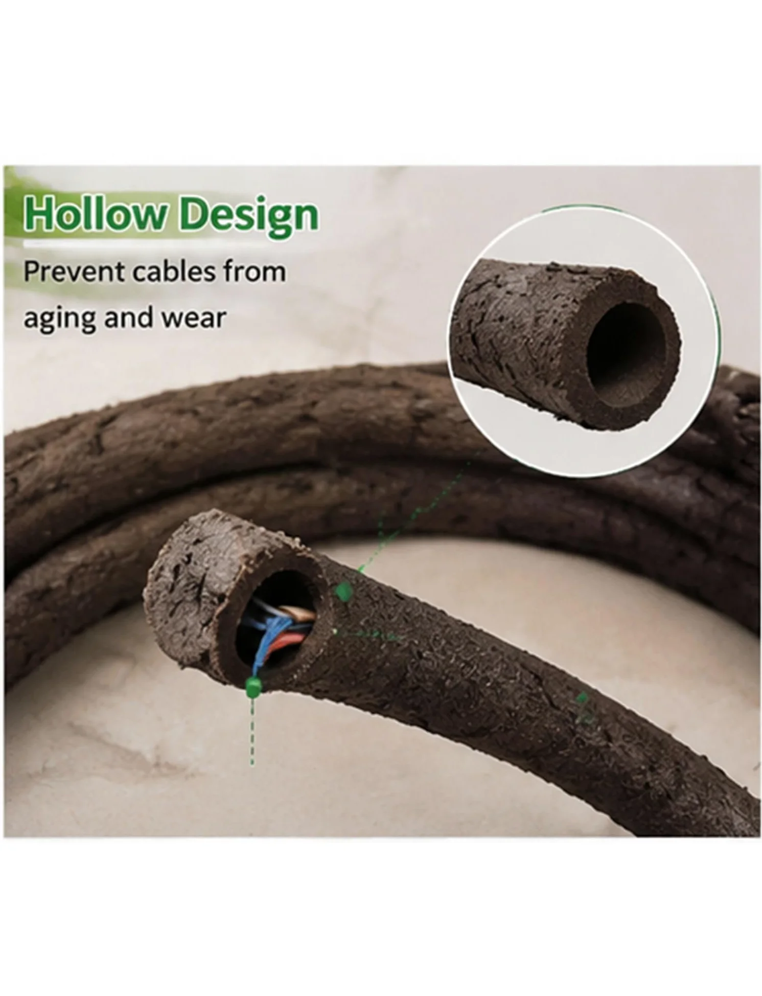 Flexibler Kabelschutzschlauch in Rankenoptik zum Kabelverstecken | Rattan decorativo con corteccia artificiale, giardino esterno(16mm/0.63in)