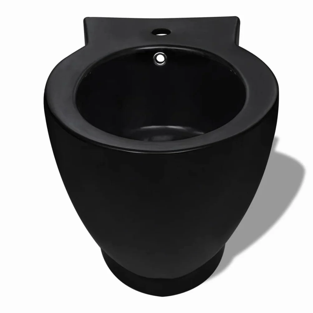 vidaXL Set Bidet e Toilette Ceramica Nera WC Sanitari Bagno