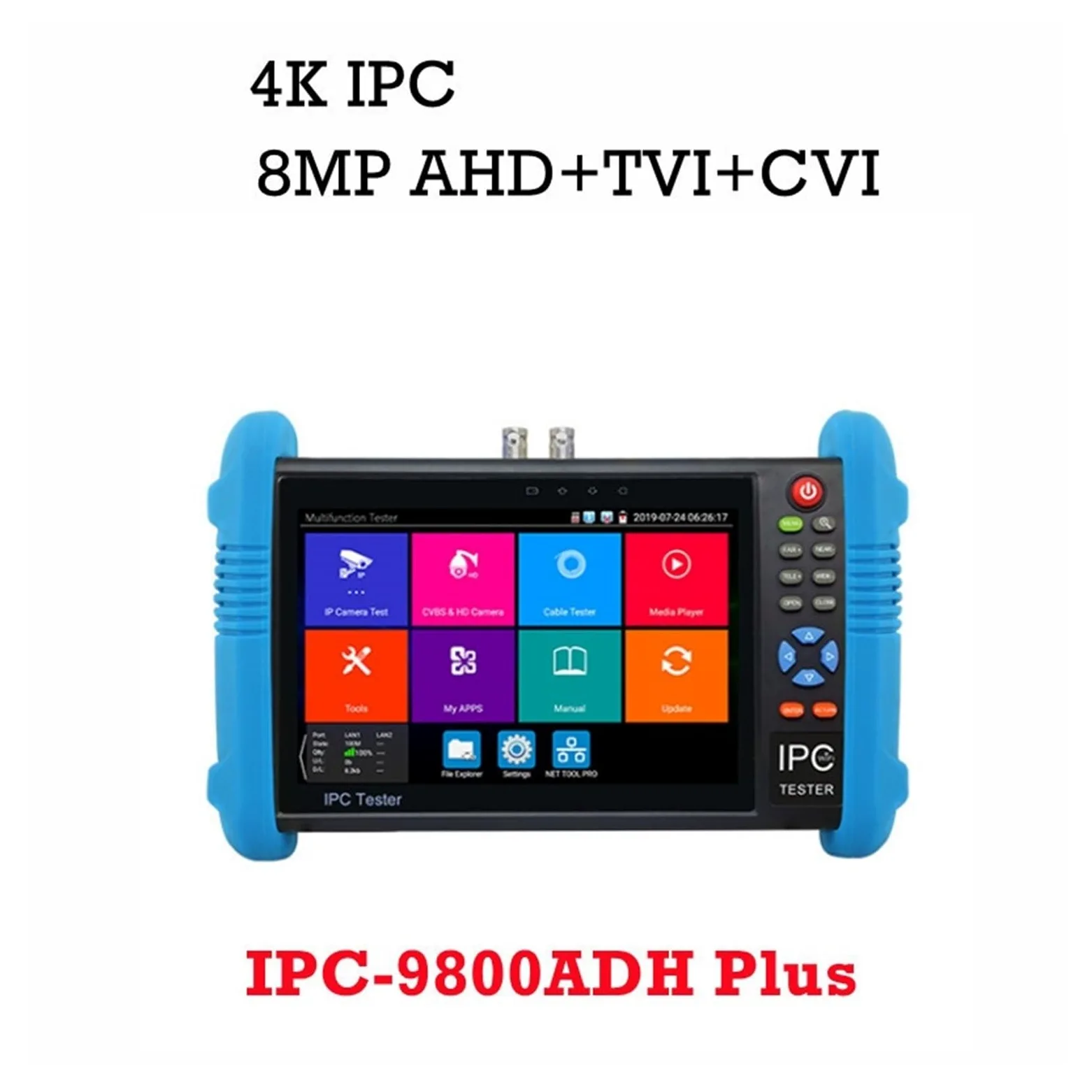 Supporto per tester CCTV per telecamera IP Tester CCTV IPC Da 7" IPC9800 Plus 8MP AHD CVI TVI CVBS SDI Test Telecamera IP Tester For Cavi UTP VGA Alimentazione In Ingresso CCTV Test(IPC 9800ADH Plus)