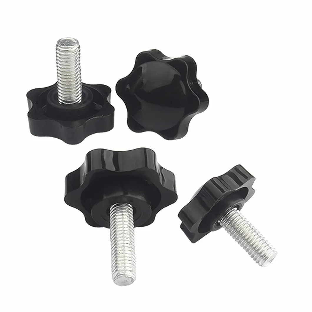 Vite a testa zigrinata M6×40mm Manopola di serraggio in plastica nera Maniglia a stella per macchina utensile
