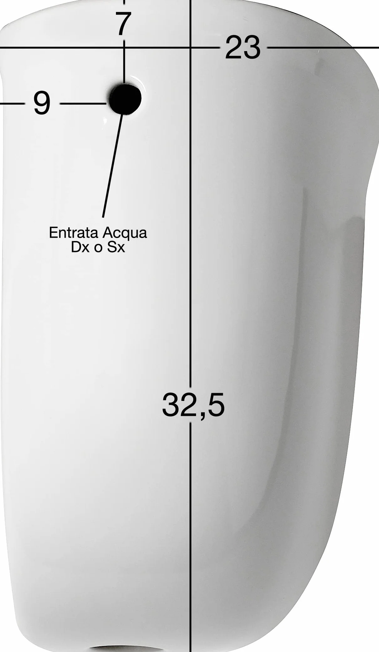Cassetta Scarico WC Ceramica Porcellana Entrata Acqua DX SX Universale