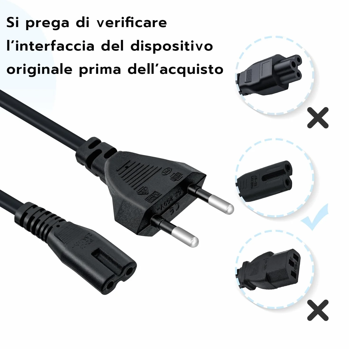 Mcbazel 1.5M IEC 320 C7 Cavo di Alimentazione Power Cable con 2 Pin Euro Cavo di Alimentazione per PS5/ PS4/ PS3/ Xbox Series X/S - Nero