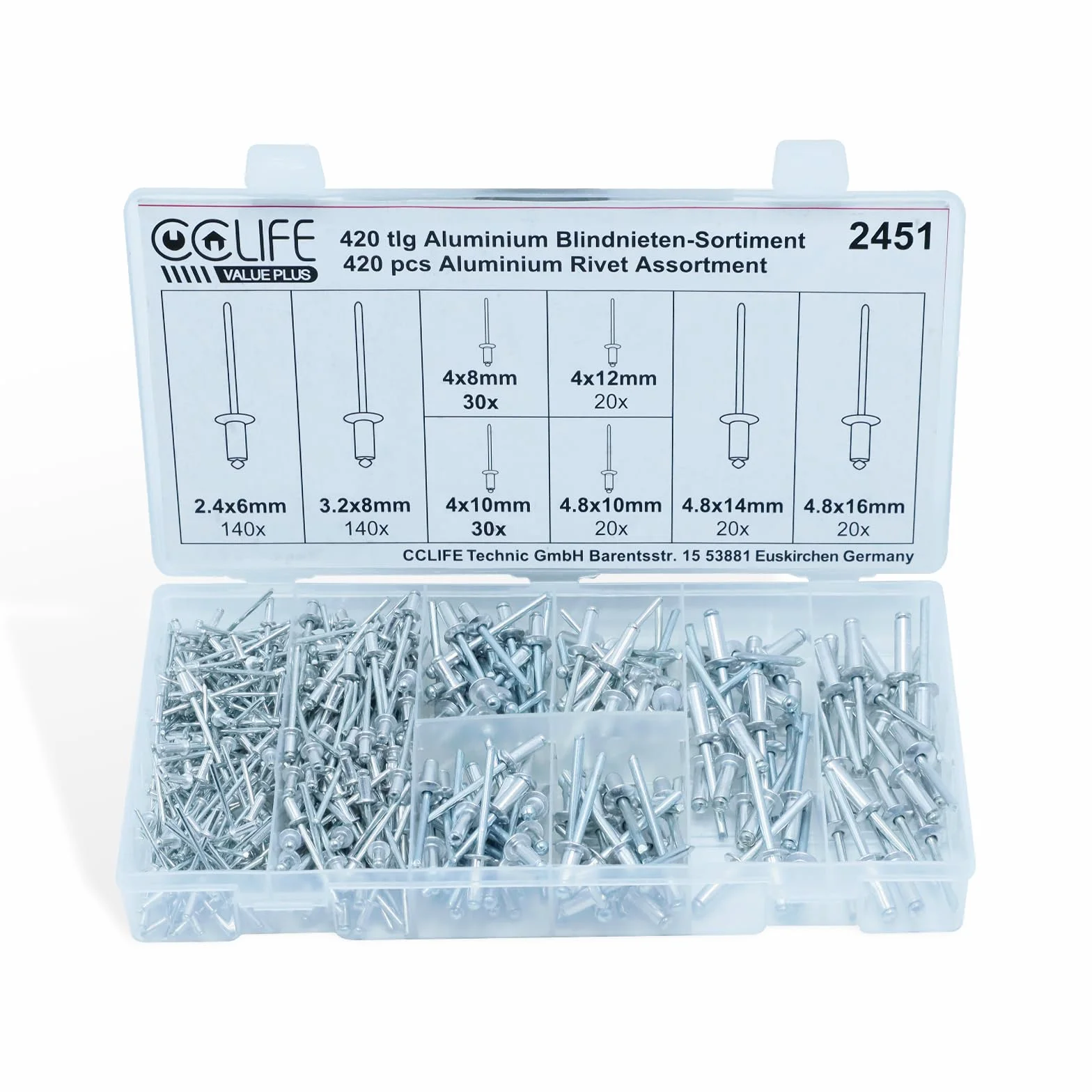 CCLIFE 420 Set Rivetti Ciechi Alluminio 2,4 3,2 4 4,8