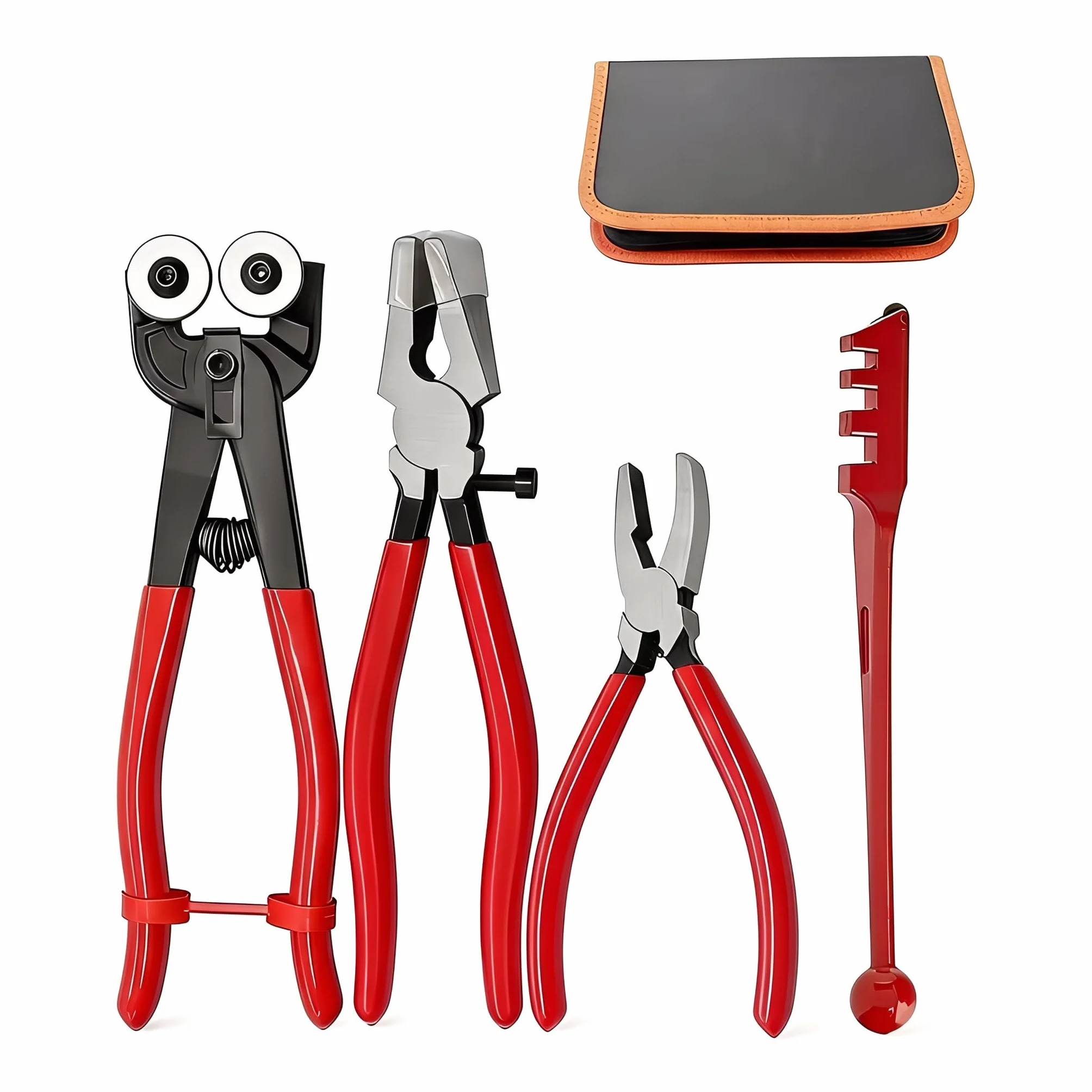 Kit di 4 taglierine per mosaico in vetro, tra cui tronchese per piastrelle di vetro, pinza per scorrimento vetro, pinza per rottura vetro e tagliavetro per vetri, mosaici, fusibili, rotture
