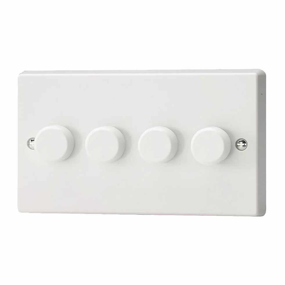 Varilight, Interruttore dimmer a LED, 4 bande (doppie),1 o 2 vie, 250 Watt (fronte discendente), colore: bianco