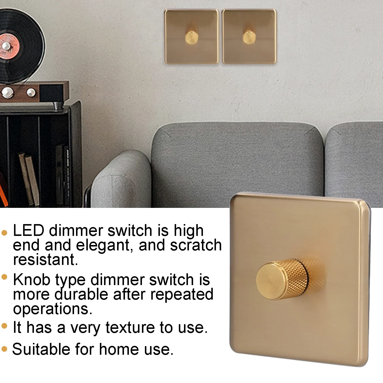 Interruttore Dimmer Regolatore Luce Ottone Spazzolato AC220V per Uso Domestico Ambiente Casa