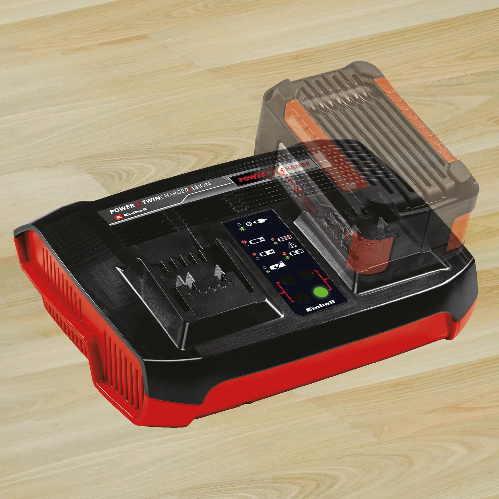 Originale Einhell Power X-Twincharger 3A Caricabatteria doppio Power X-Change (tensione 220-240 V, 50-60 Hz, corrente di carica 3A, senza batterie)