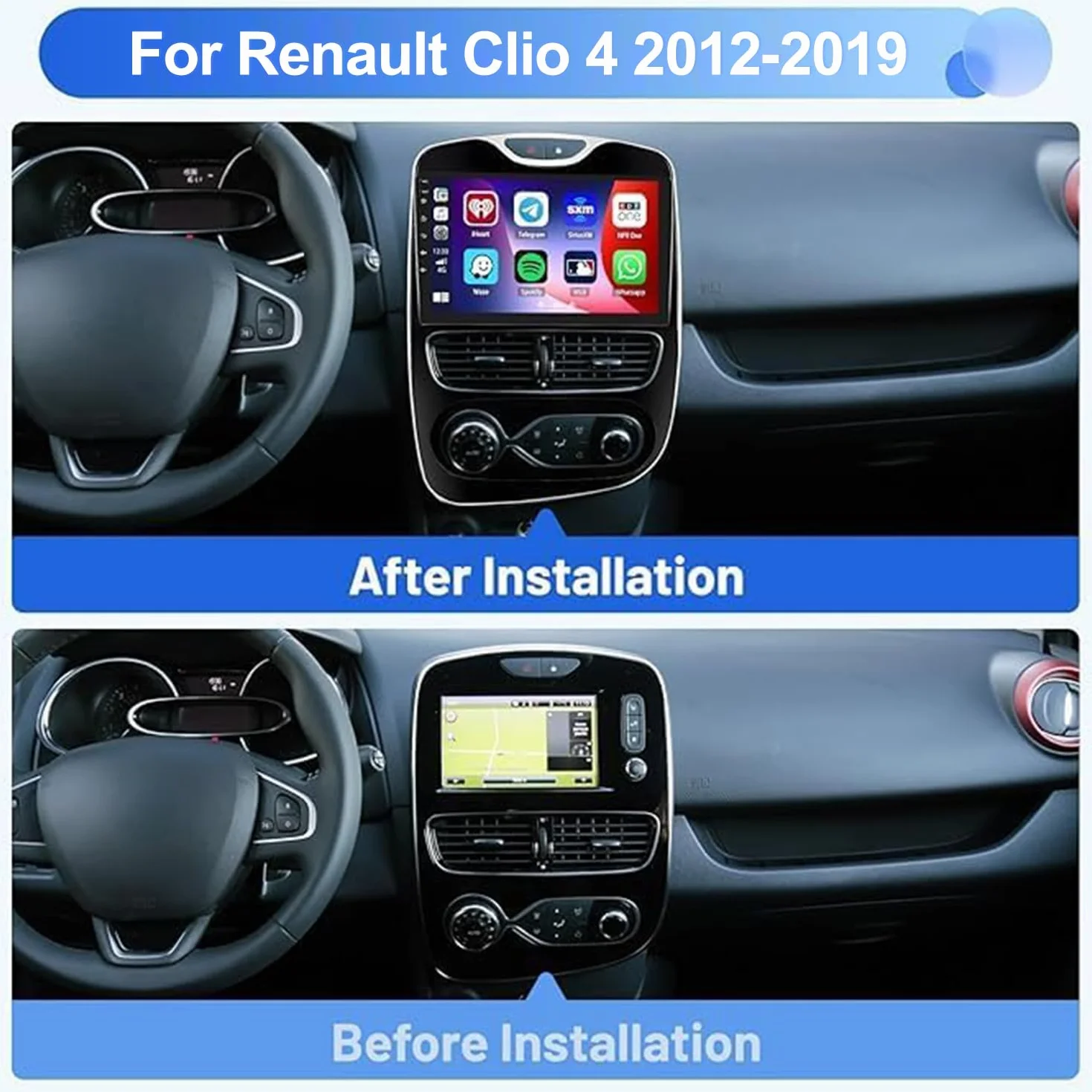 Autoradio per Renault Clio 4 2012-2019 Auto Navigation Bluetooth 9 Pollici Android 13 per Carplay Android Auto Navigatori con Auto Navigatore GPS WiFi FM RDS SWC,DSP + Mic
