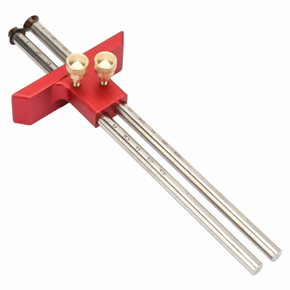 Nikou Marking Gauge- High Precision Woodworking Double Head Scriber Righer Clear Scale Marking Gauge Wood Scribe Tool Carpentry