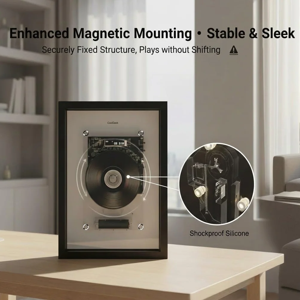 Lettore CD verticale M1 da parete o scrivania, design artistico industriale trasparente, trasmettitore CD Hi-Fi Bluetooth (altoparlante esterno richiesto), batteria ricaricabile 8 ore, display senza
