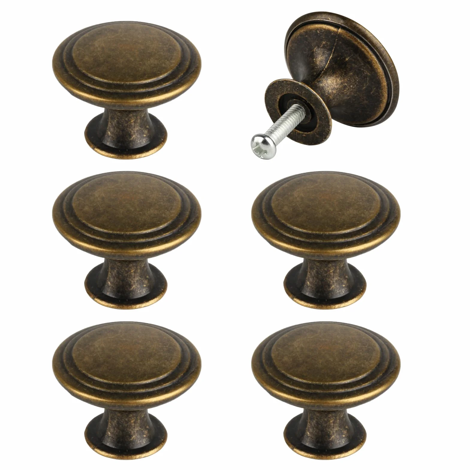 Pomelli per Mobili Vintage 30 mm Bronzo Rotonde 6 Pz