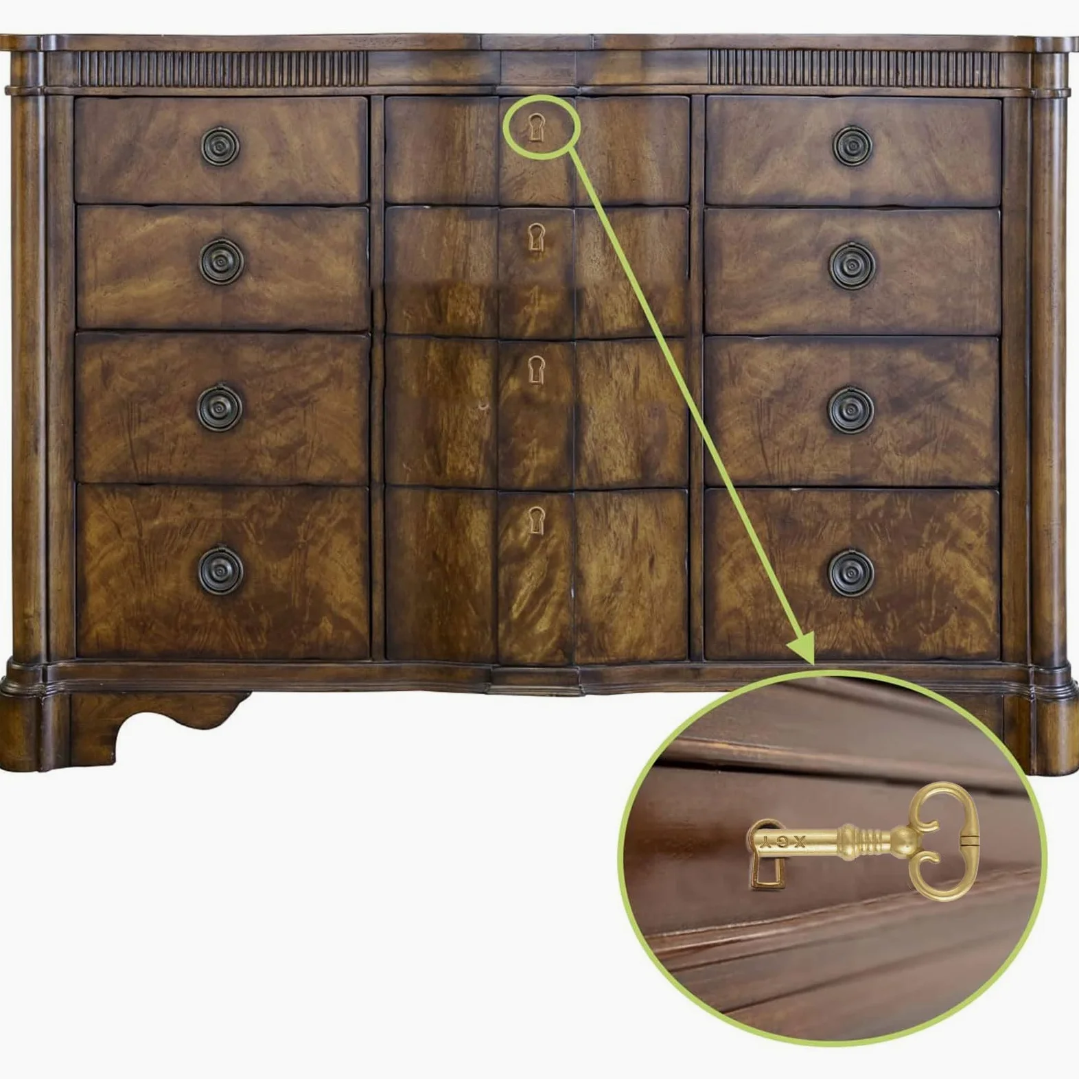 Serratura vintage con chiave, set da 2 pezzi di serrature dorate per armadietti, porte, cassetti, scrivanie, cassetti, armadi, scatole di gioielli