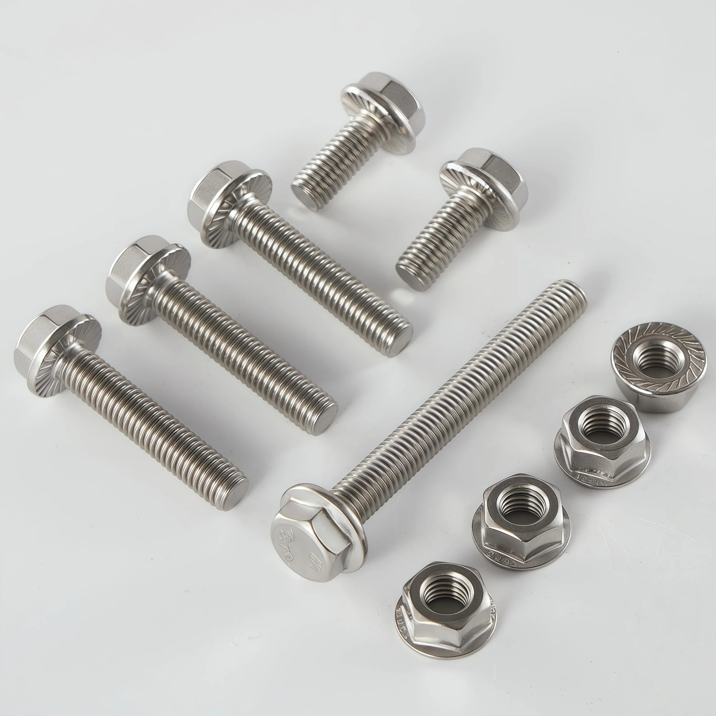 Set bulloni dadi flangia M10 1,5x25 mm acciaio inox 304 A2-70 autobloccanti