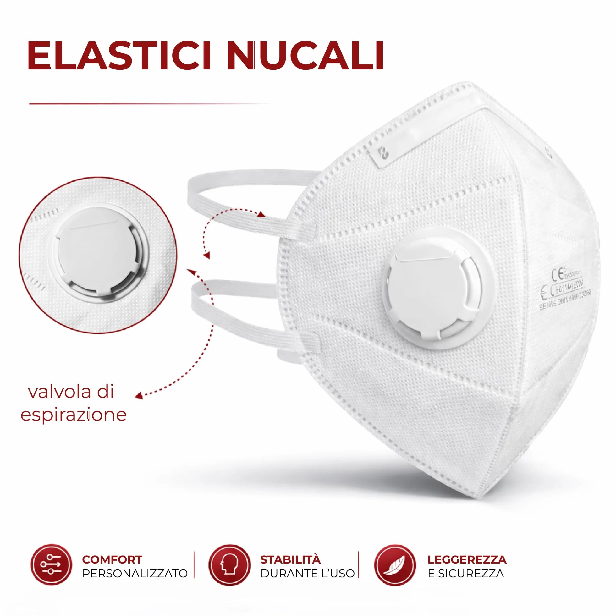 Mascherina FFP3 con valvola Alta protezione respiratoria filtrazione Confortevole ergonomica
