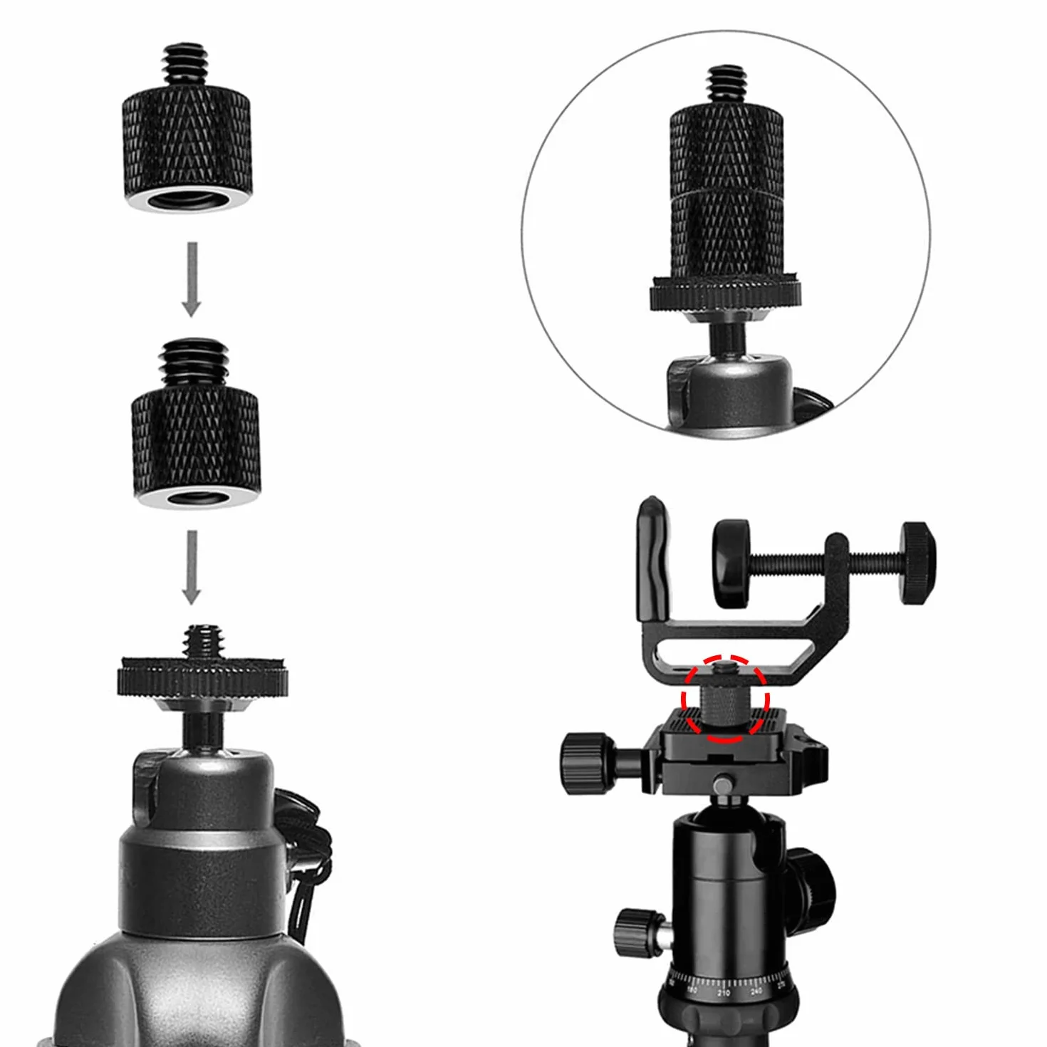Adattatore Filettato per Treppiede, 3/8" a 1/4" e 1/4" su 3/8", 4 Pezzi