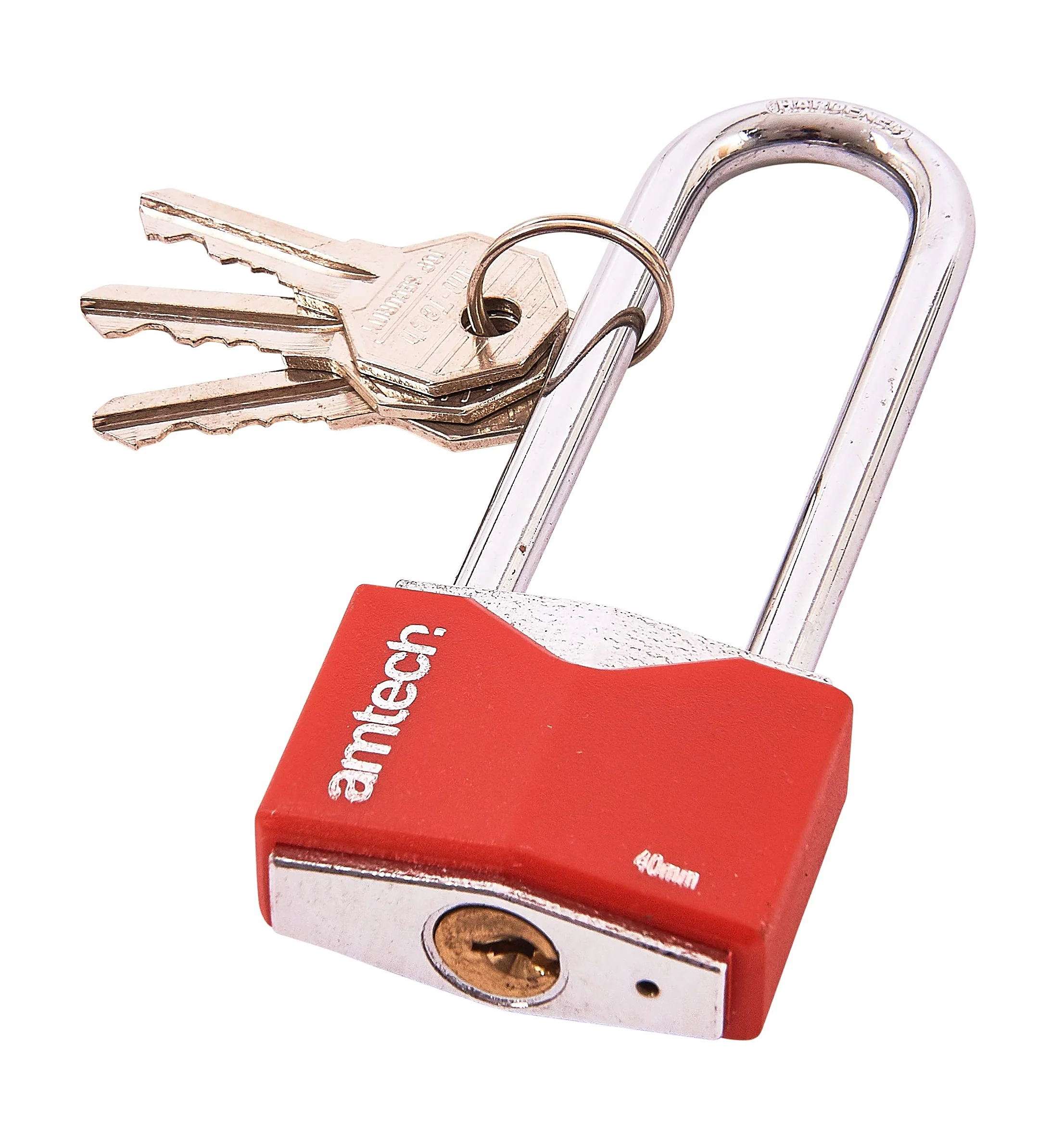 Amtech T0707 Lucchetto Lungo in Ferro Placcato Cromato Rhombic, Multicolore, 40 mm