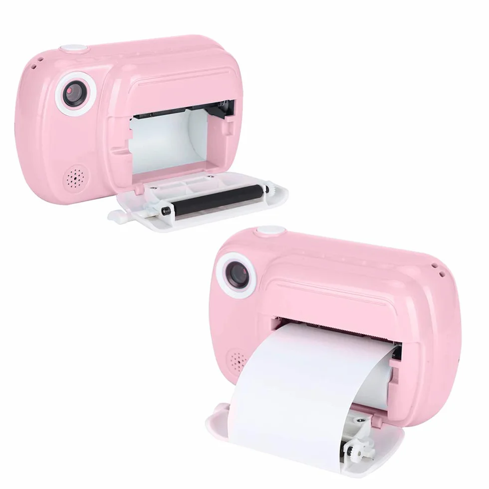 i-Paint P9 Macchina fotografica istantanea per Bambini, Stampa B/N su carta termica, Fotocamera 1080P Videocamera Digitale FHD, LCD da 3.5", Micro SD da 32GB, Colore Rosa