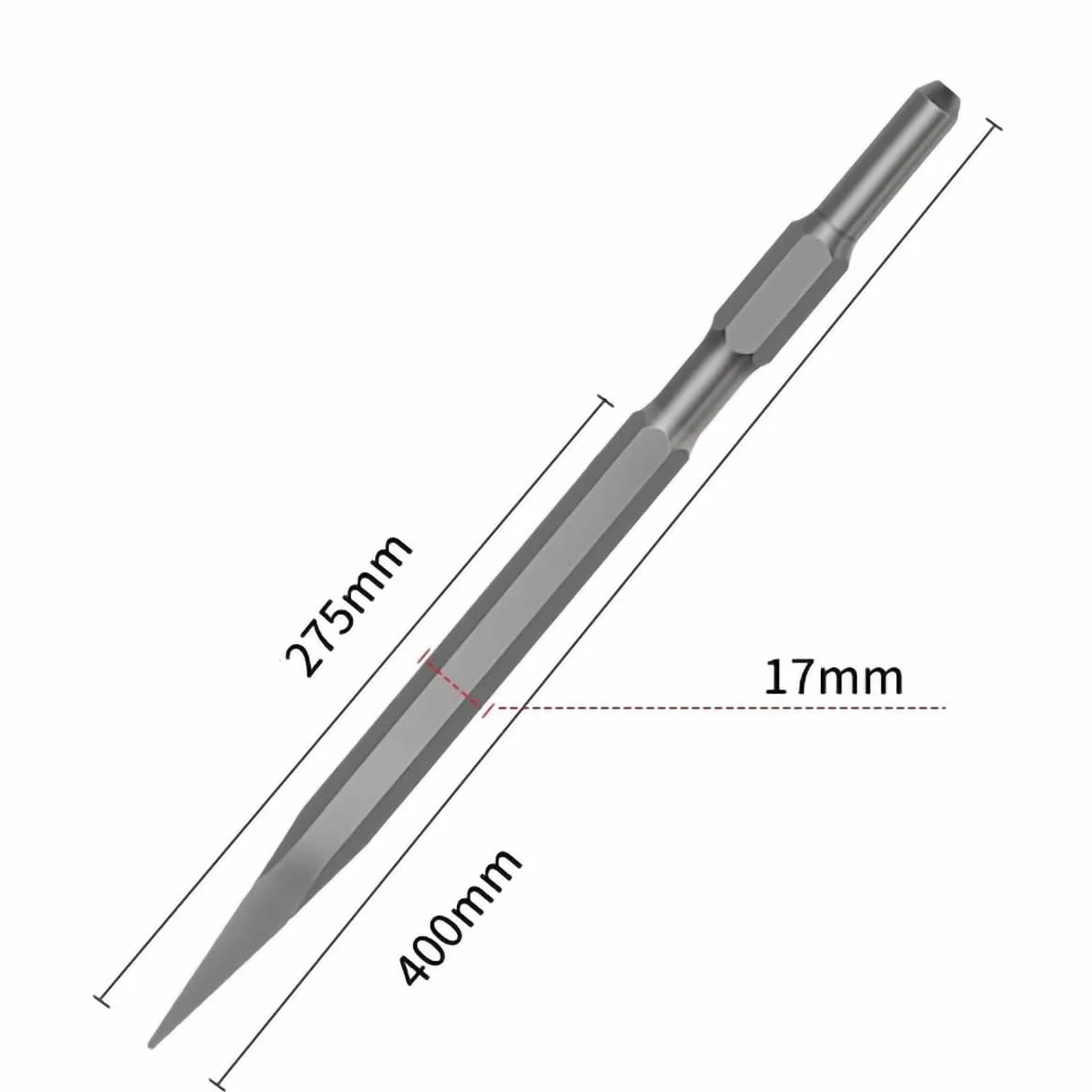 Scalpello a punta esagonale 17 × 400 mm per trapani demolitori