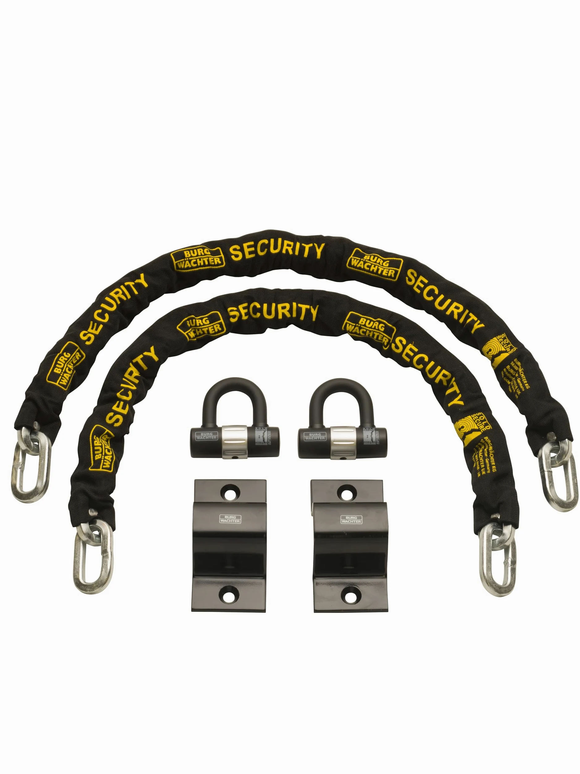 Burg Wachter Sold Secure Diamond & Gold 12 mm con chiave uguale catena e ancoraggio a terra, confezione doppia, nero, 1 m