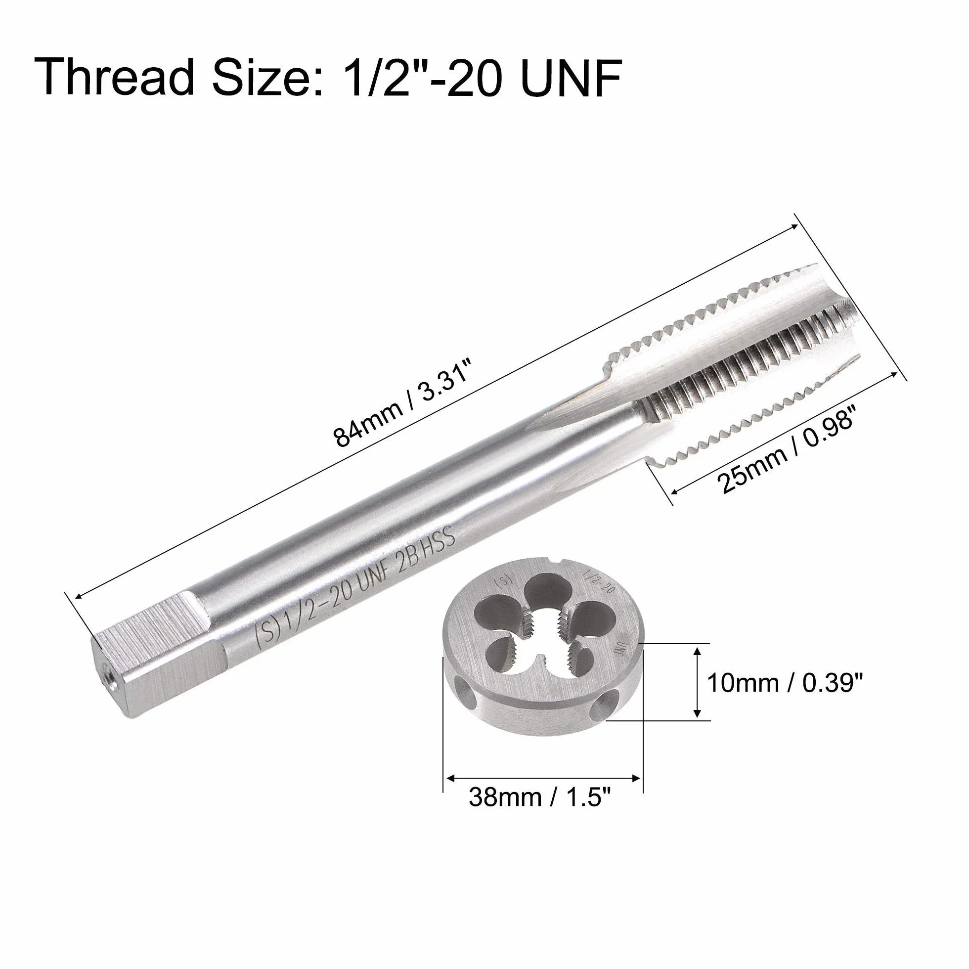 sourcing map 1/2"-20 UNF Set di maschi e matrici per macchina HSS con filettatura rotonda, mano destra