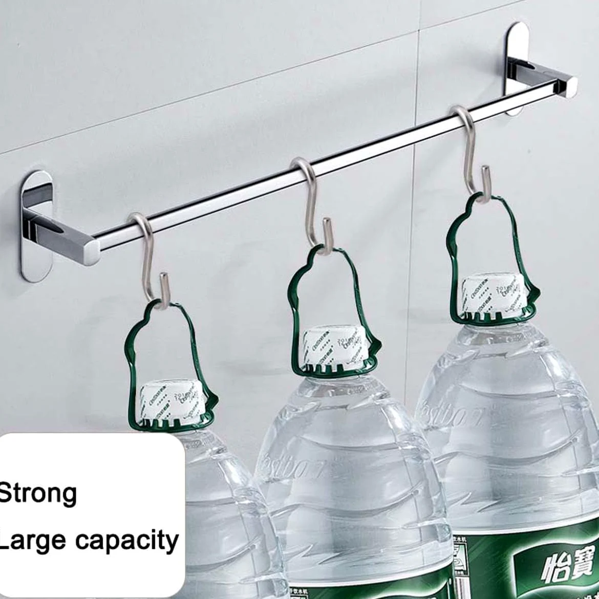 Portasciugamani in acciaio inox per bagno e cucina, impermeabile, adesivo, senza fori, 50 cm