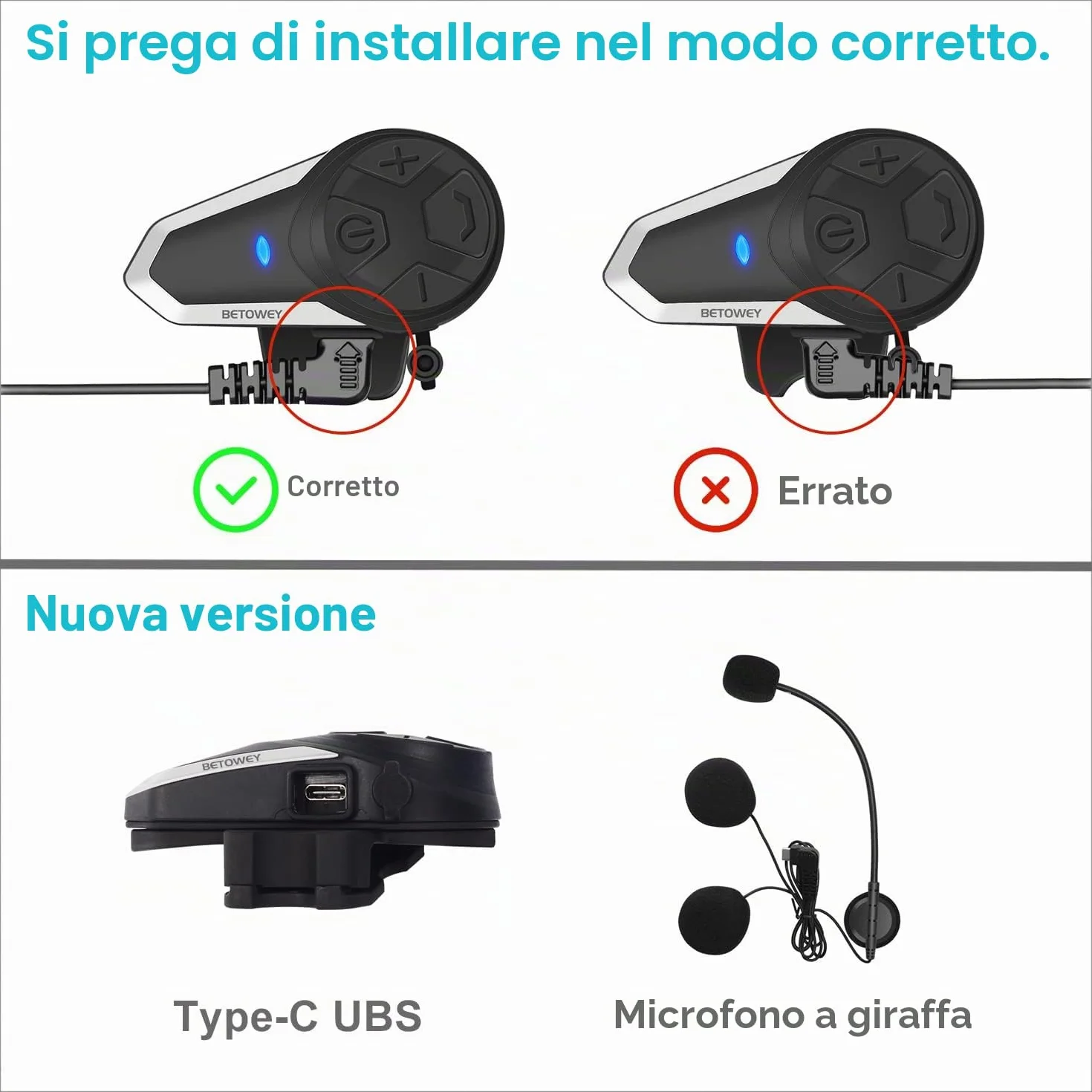 Interfono Moto Bluetooth Coppia BT-S3 Interphone con Auricolari Bluetooth per Casco Moto