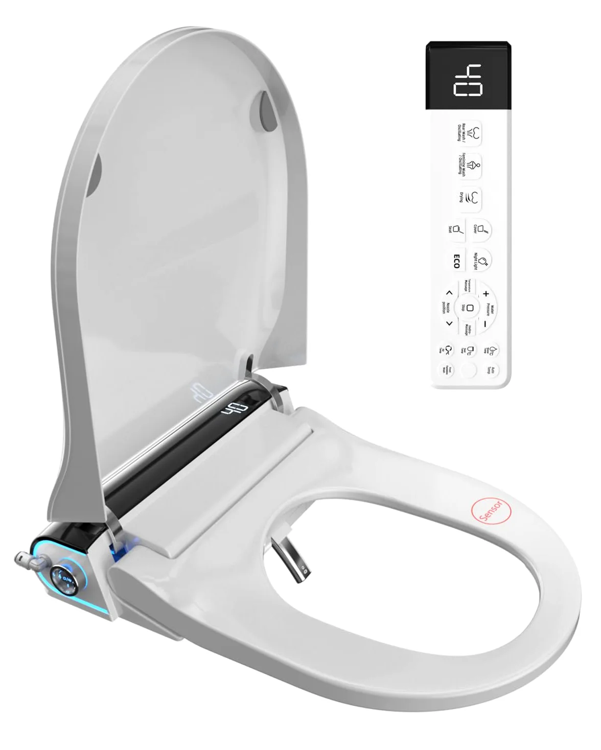 Copriwater Giapponese Elettrico Ultra-Sottile 8cm - Tavoletta WC con Bidet Integrato, Sedile Riscaldato, Apertura Automatica, Acqua Calda, Asciugatura, Aroma e Telecomando, Sedile WC Elettrico Forma U