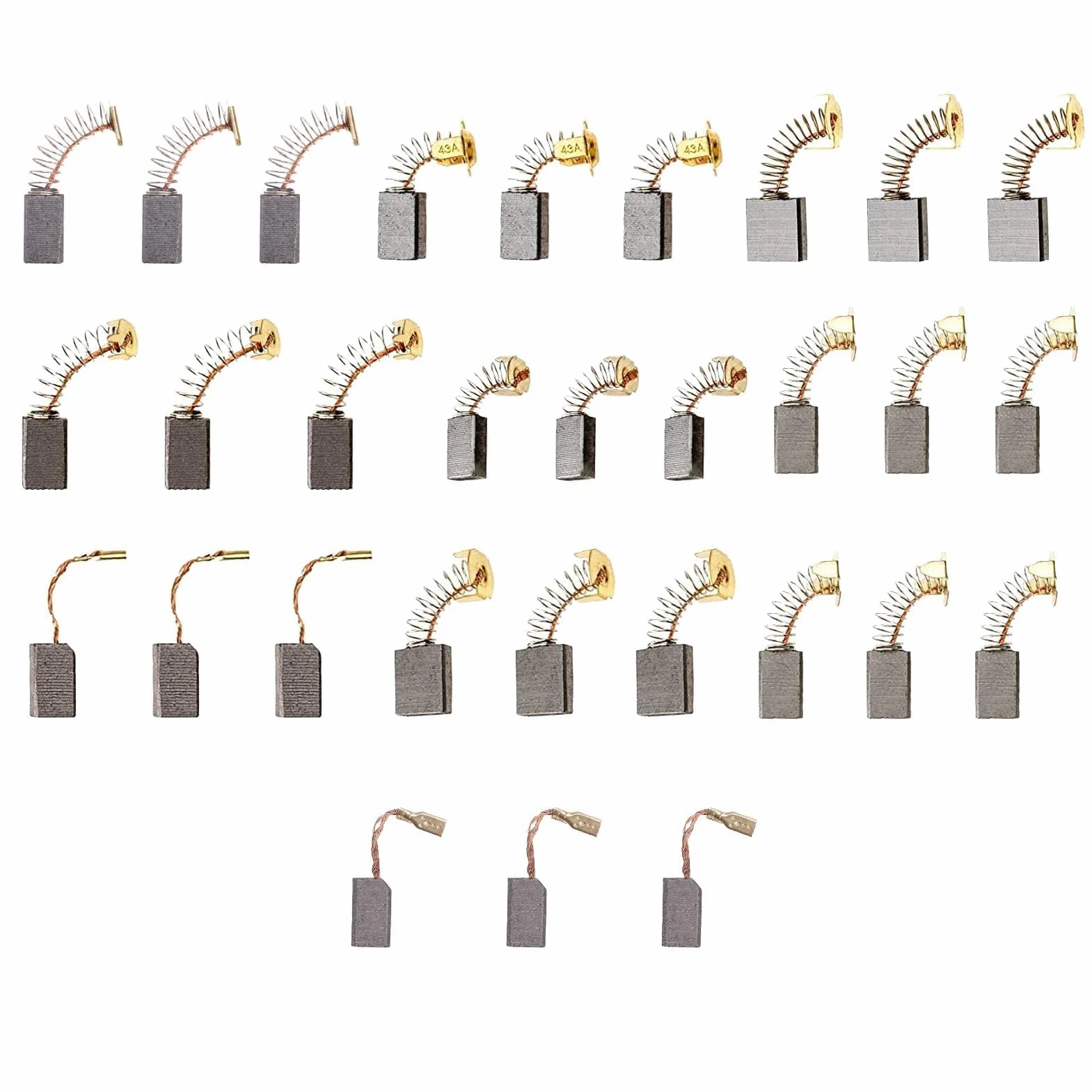 Spazzole di Carbone 30PCS Confezione 10 Misure per Utensili Elettrici Motore Elettrico