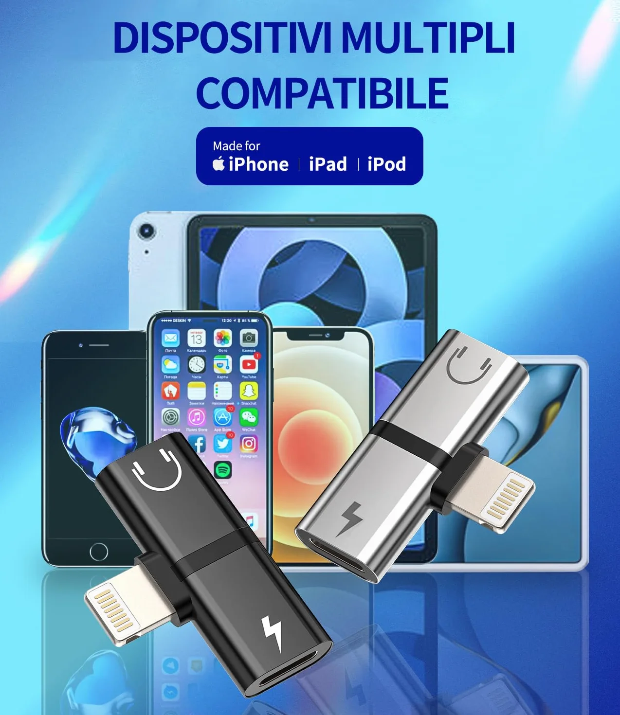 Adattatore Lightning Jack Cuffie(2pack)per iPhone 14 13 Pro Max per Apple MFi Certified Cavo Caricatore Aux Audio Dongle per iPad Autoradio Cavetto Accessori Doppio Lighting Headphone Ricarica Adapter