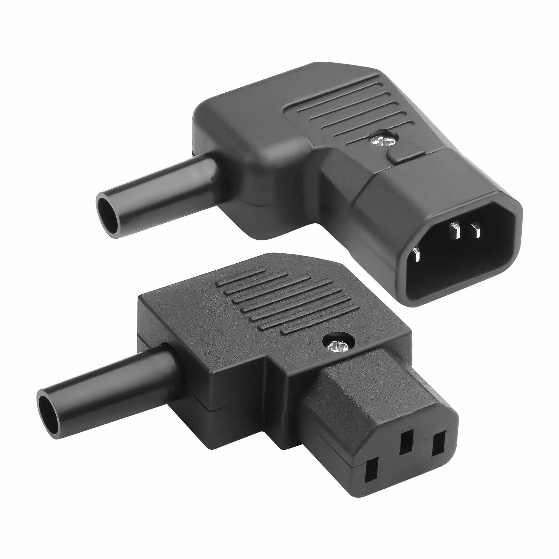 Adattatore di alimentazione a 3 poli IEC320 C13/C14, 90 gradi IEC320 C13/C14, 10 A/250 V C13/C14, adattatore rimovibile per computer, monitor, UPS (2 pezzi)