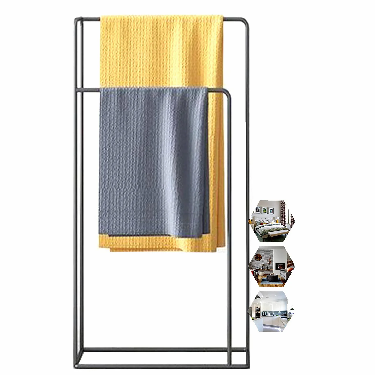 VASDEV portasciugamani da Bagno Esterno autoportante, portasciugamani in Metallo/Bianco (Nero)