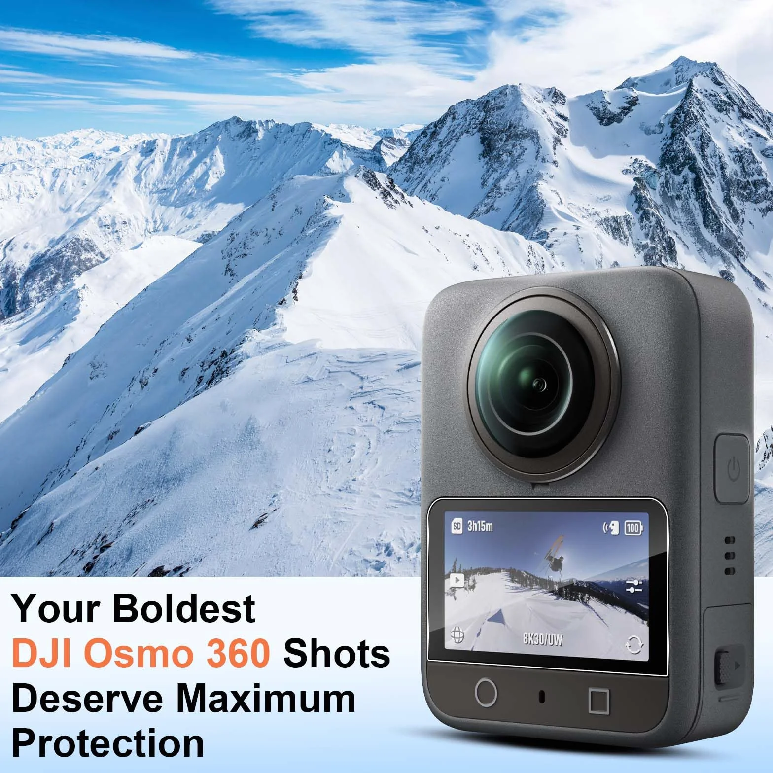 QULLOO Pellicola Vetro Protettiva per DJI Osmo 360 Accessories, Durezza 9H Anti-graffio HD Vetro Temperato Fotocamera Protezione [3 Pezzi]