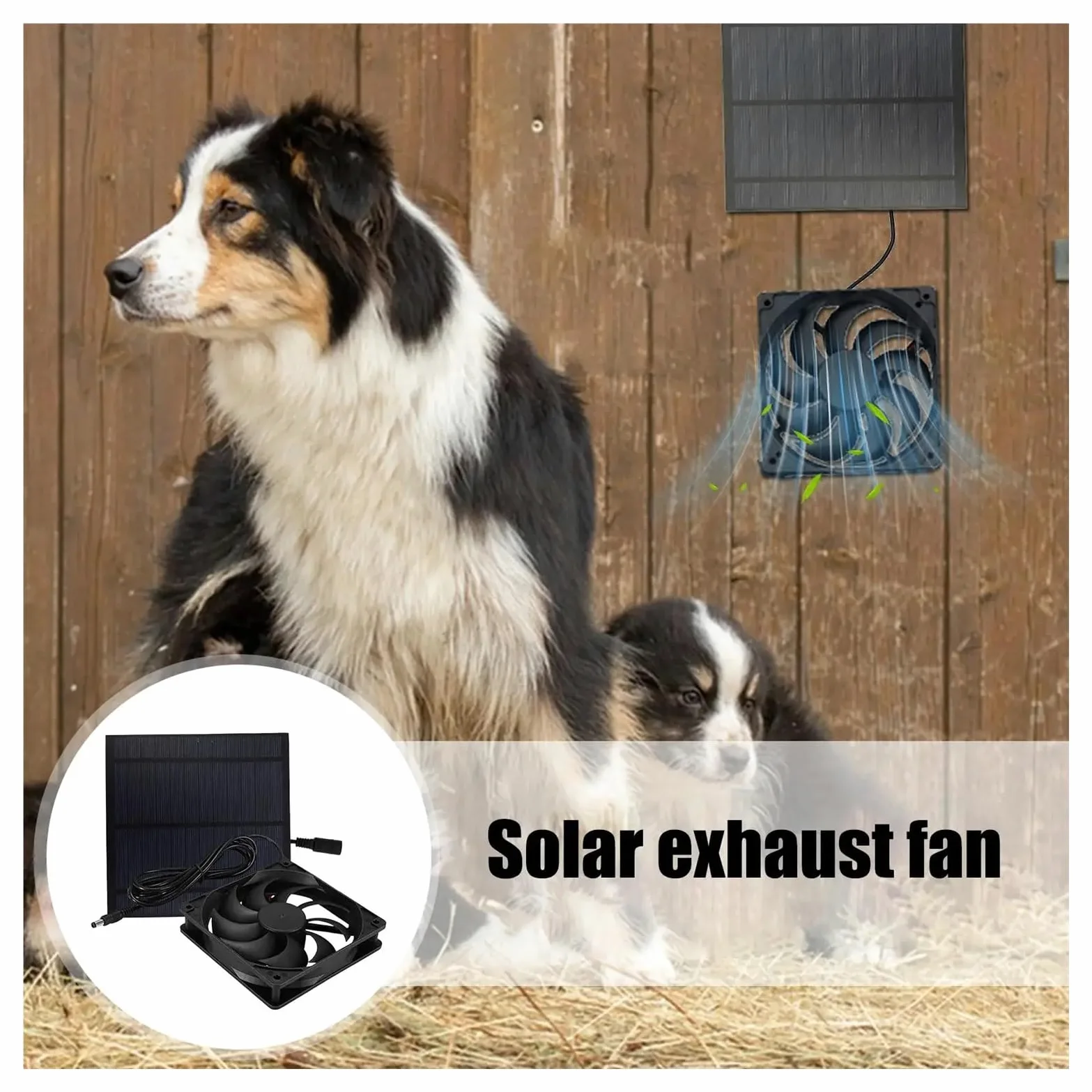 Estrattore Aria, Ventilatore Solare for Cuccia for Cani, Ventilatore Solare Impermeabile, Potente Dispositivo di Raffreddamento, Kit Versatile for l'estrazione Aria for Picnic