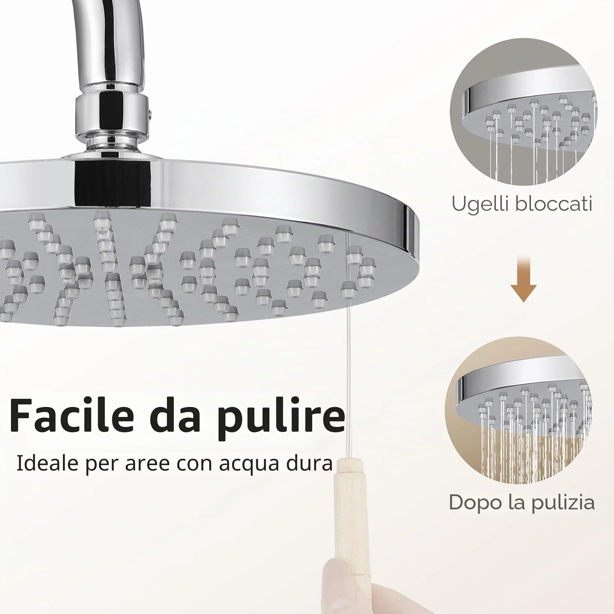 KES Doccia Soffione Grande 20CM (8 Pollici) Doccia a Pioggia Regolabile Cromata Lucida J201S8-CH