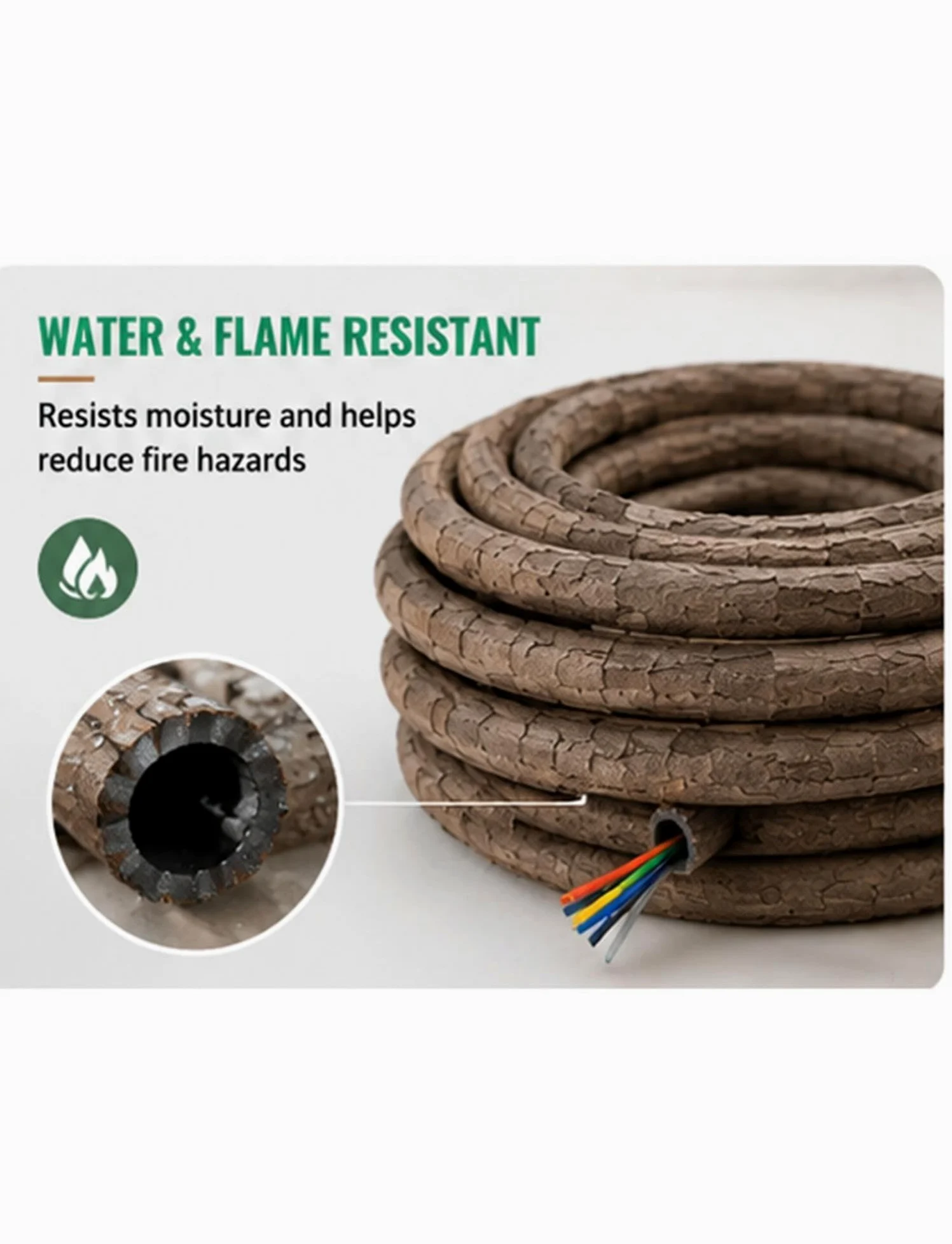 Guaina cava copricavo effetto liana e rattan | Per protezione cavi esterni, alberi da giardino e illuminazione paesaggistica(1.6cm x 100m/0.63in x 328.08ft)