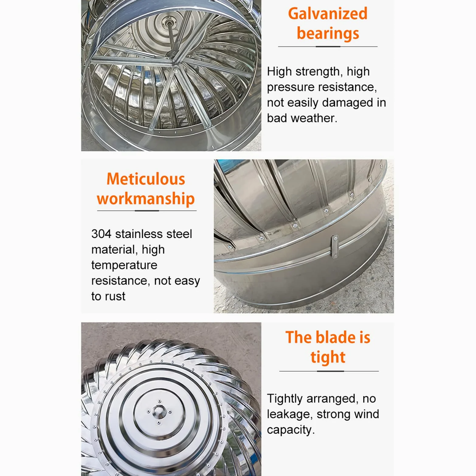 Comignolo Girevole, Acciaio Inox 304, comignoli per Camino, Ventilatore, turbina, Resistente alle intemperie, nessun Montaggio richiesto (160 mm/6,2 Pollici)