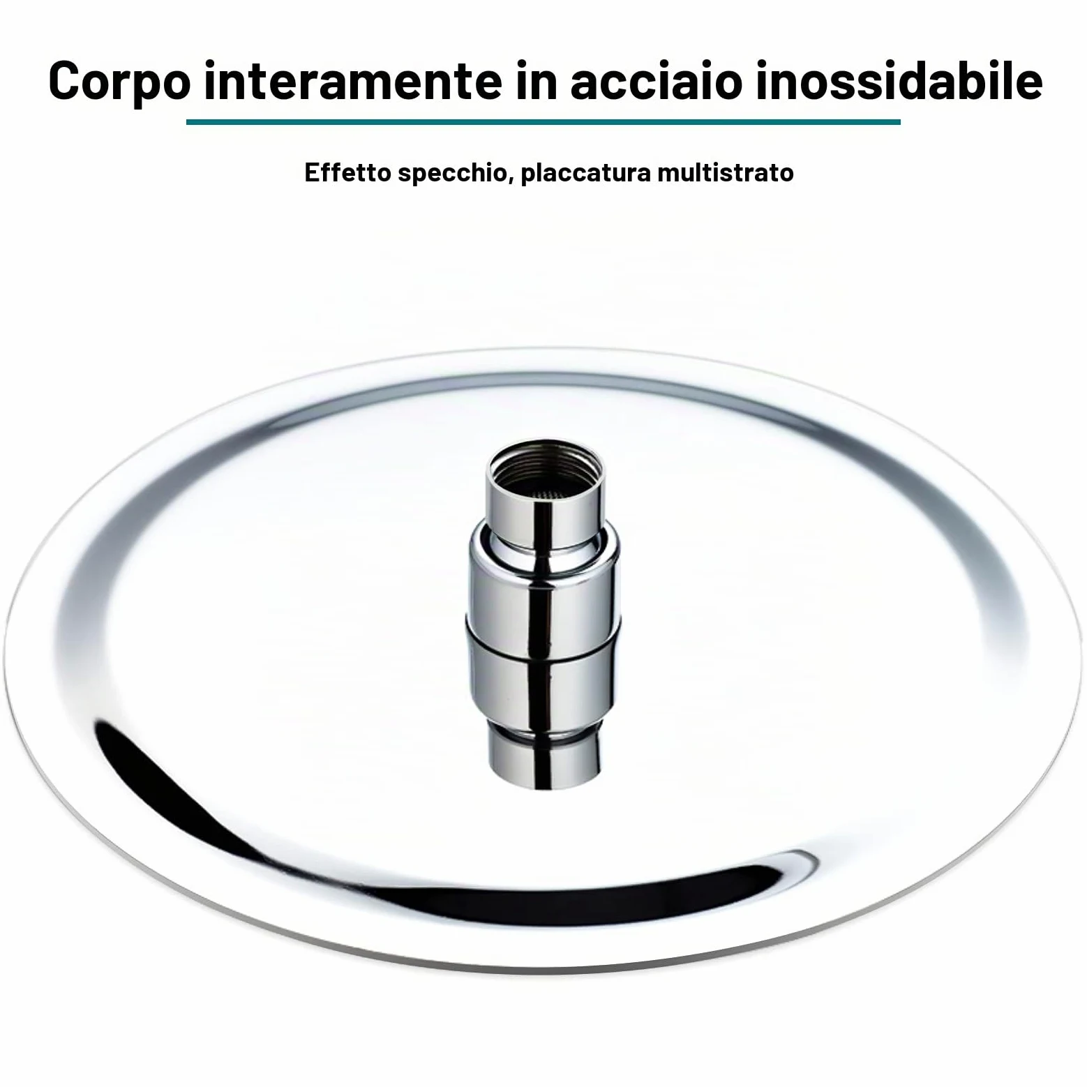 Soffione doccia a pioggia, 25 cm, soffione doccia a pioggia, in acciaio inox 304, rotondo, con gel di silice antibloccante