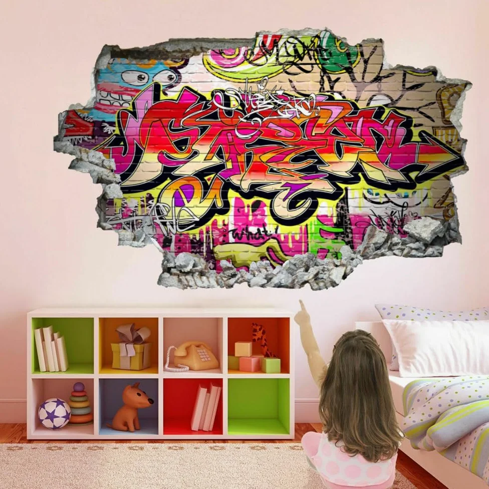 Adesivi per decorazioni da parete Graffiti Art Poster rimovibili da muro per personaggi del tatuaggio fracassato per domestica Soggiorno Camera da letto per da muro per la scuola materna