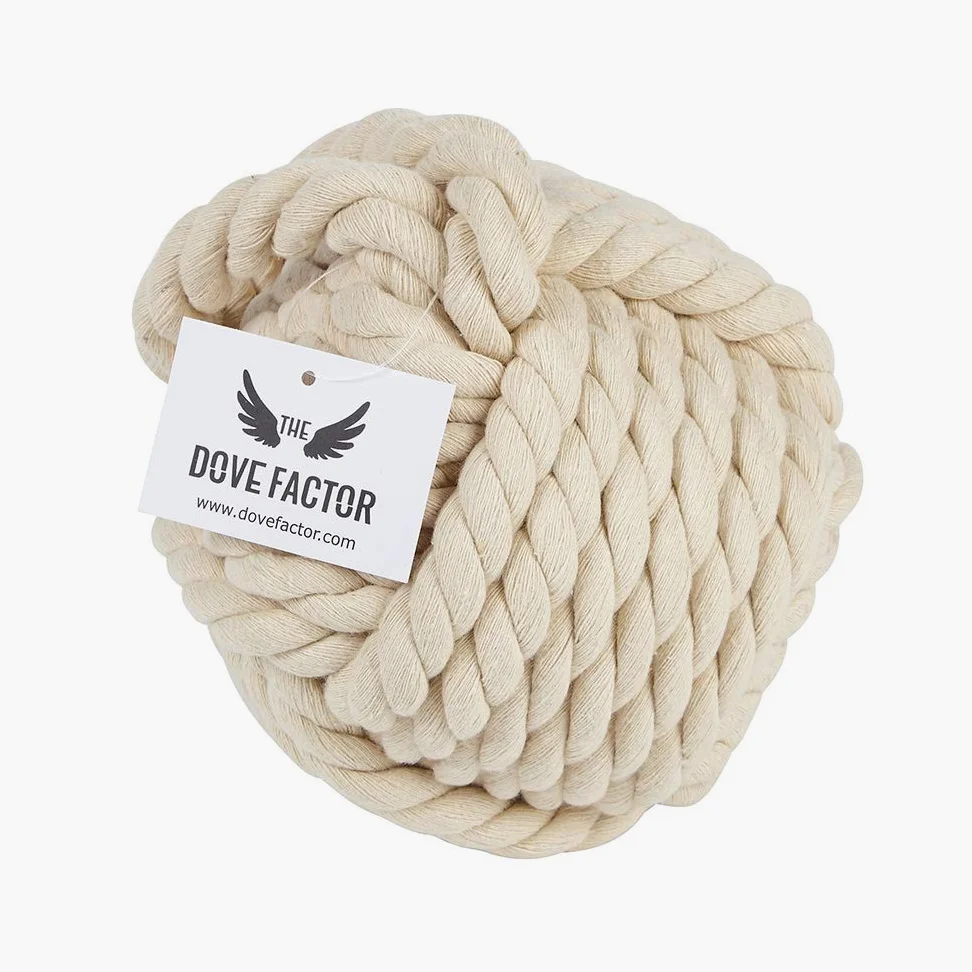 Fermaporta in tessuto pesato con nodo in corda nautica (Egg Shell/Off White/Tan)