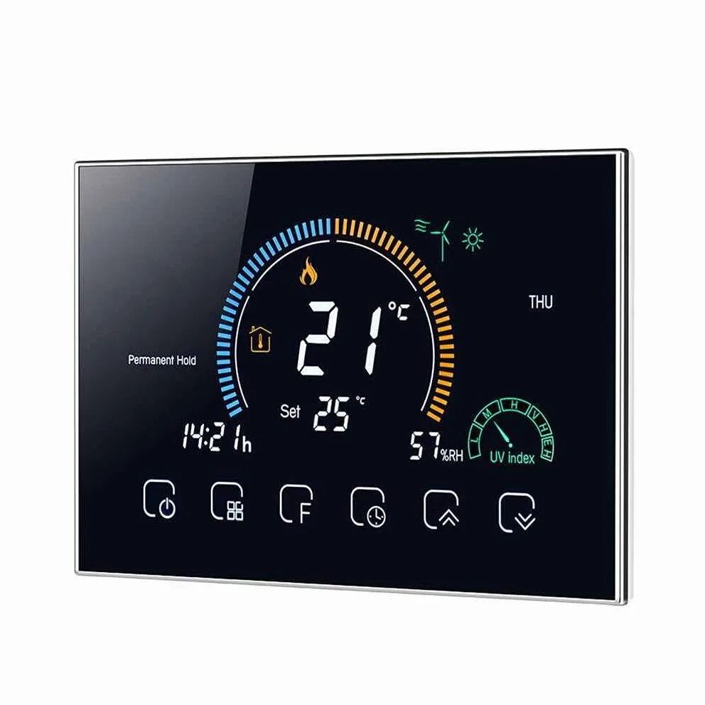 Termostato WiFi Beca BAC-8000ALW Fan Coil intelligente Controllo Condizionatori a 2 Tubi, controllo tramite App Becasmart (nero)