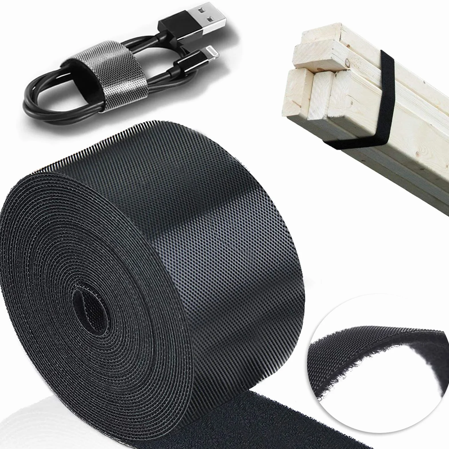TEUVO 50mm x 5M Fascette Fermacavo Riutilizzabili per Cavi, Cable Management